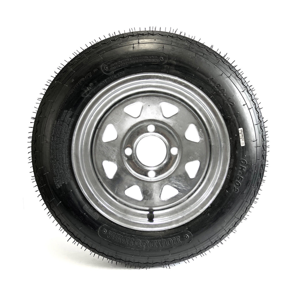 Pneu 4.80-12 6 plis LRC 990 lbs Roadguider et jante 12" 4 trous galvanisée - RecreaShop