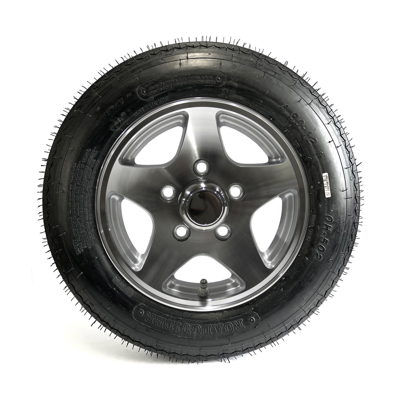 Pneu 4.80-12 6 plis LRC 990 lbs Roadguider et jante 12" 5 trous Five Star aluminium - RecreaShop