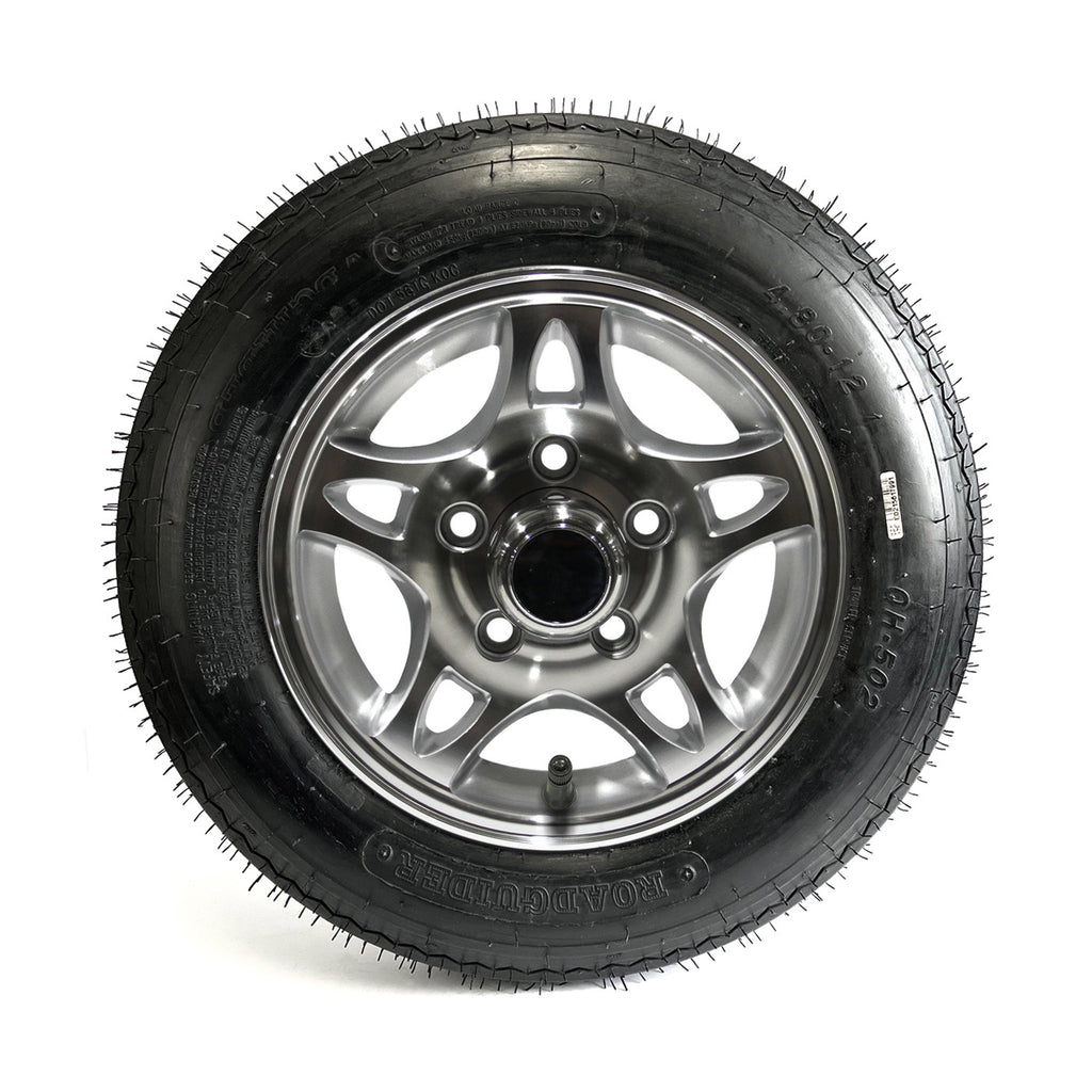 Pneu 4.80-12 6 plis LRC 990 lbs Roadguider et jante 12" 5 trous aluminium modèle-S5 - RecreaShop