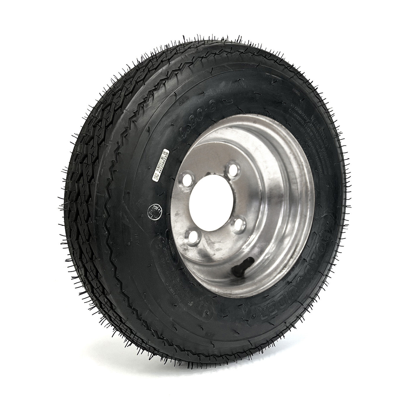 Pneu 4.80-8 6 plis LRC 760 lbs Roadguider et jante 8" 4 trous galvanisée - RecreaShop
