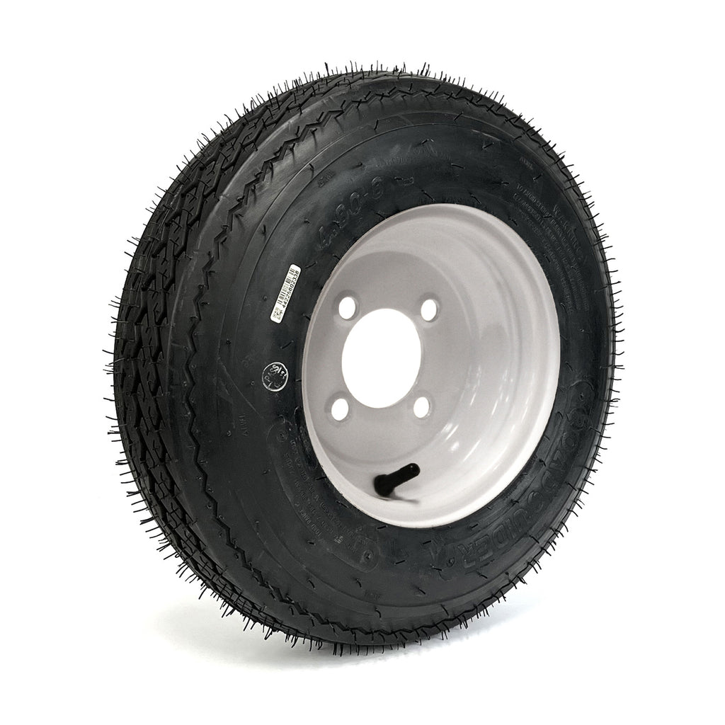 Pneu 4.80-8 6 plis LRC 760 lbs Roadguider et jante 8" 4 trous blanche - RecreaShop