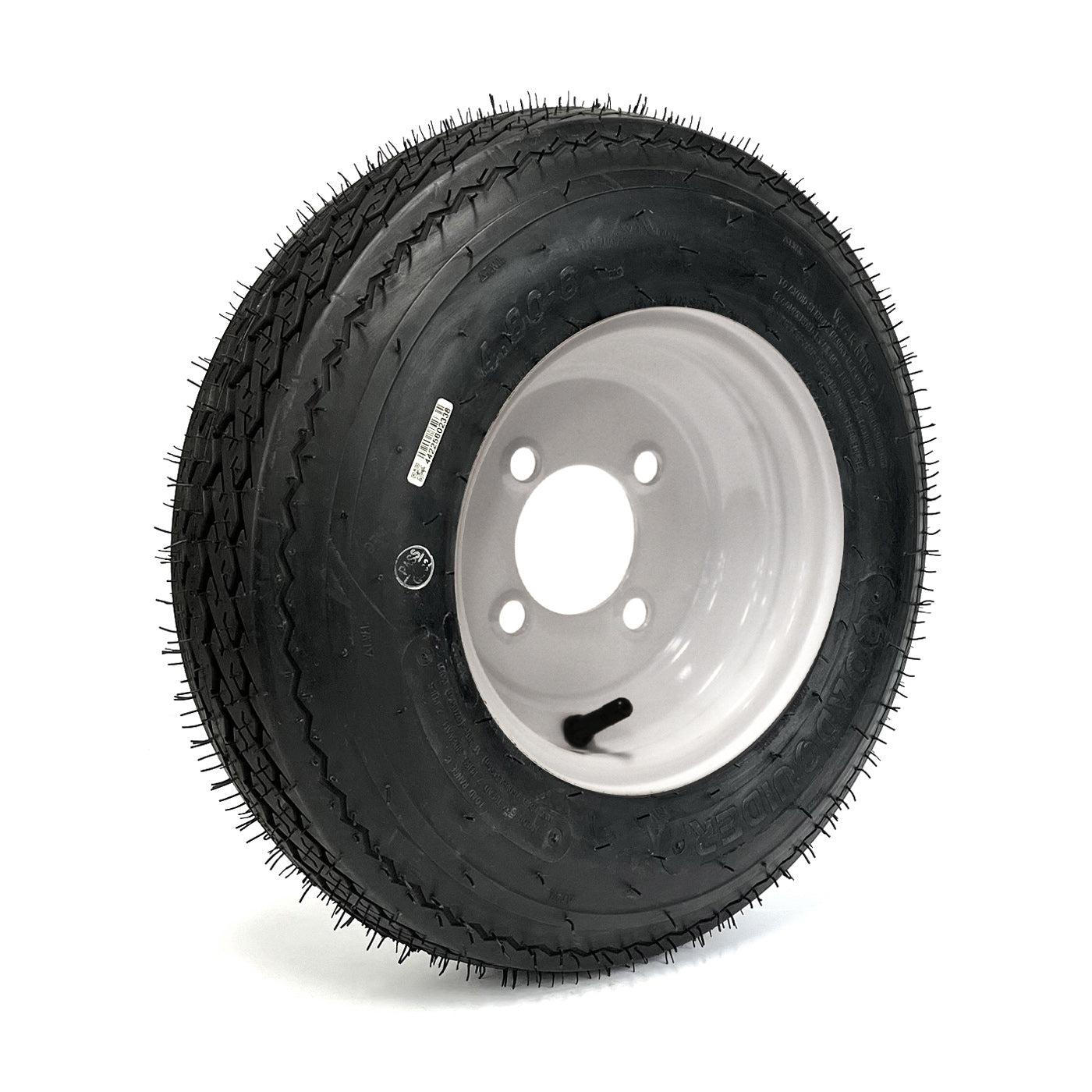 Pneu 4.80-8 6 plis LRC 760 lbs Roadguider et jante 8" 4 trous blanche - RecreaShop