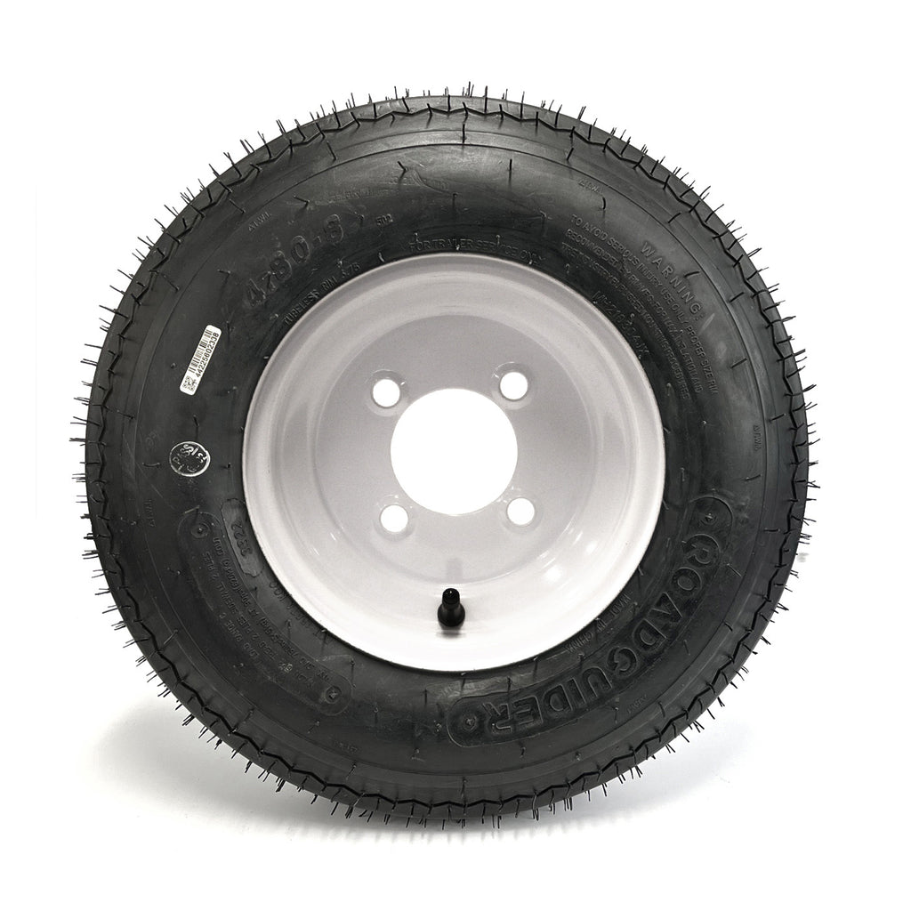 Pneu 4.80-8 6 plis LRC 760 lbs Roadguider et jante 8" 4 trous blanche - RecreaShop