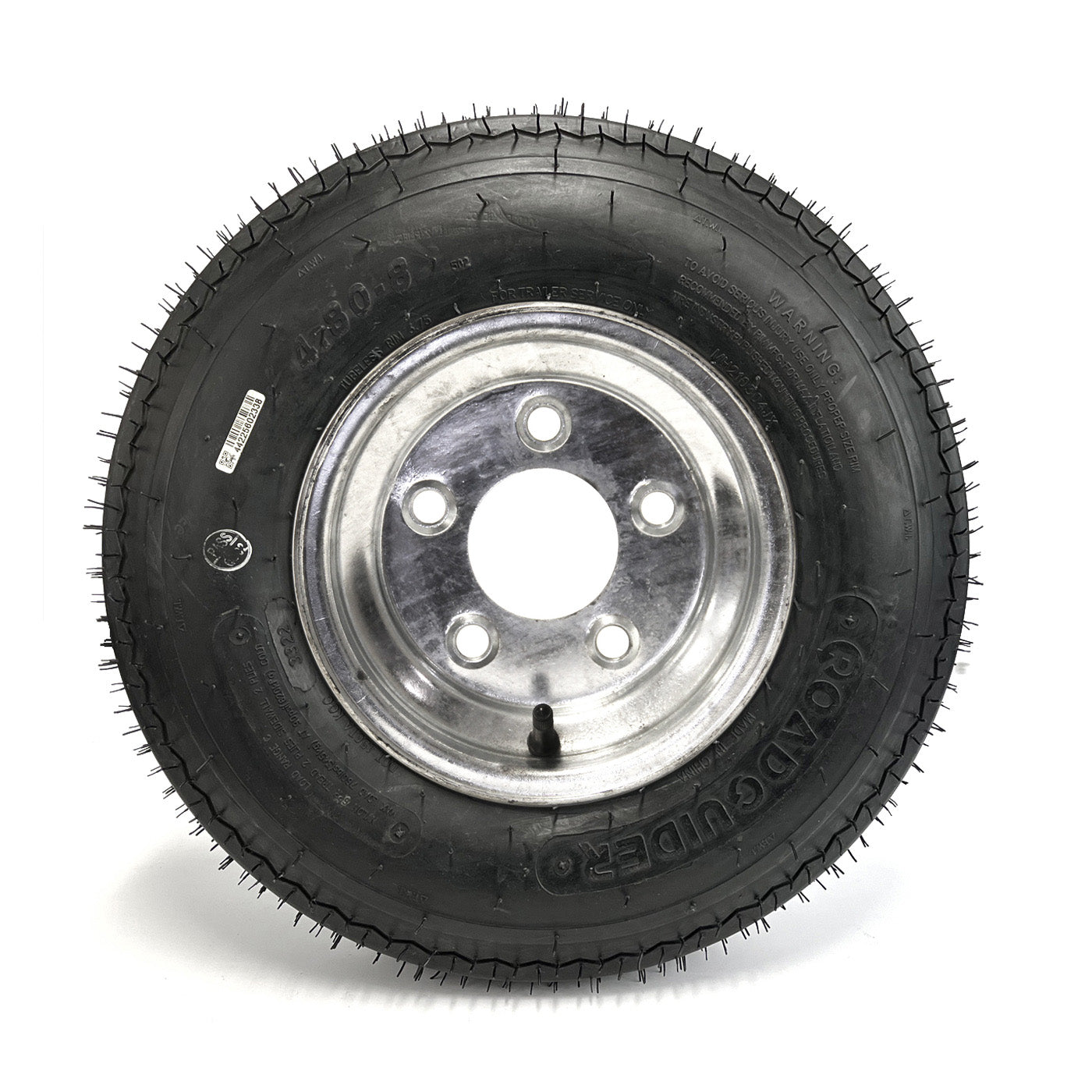 Pneu 4.80-8 6 plis LRC 760 lbs Roadguider et jante 8" 5 trous galvanisée - RecreaShop