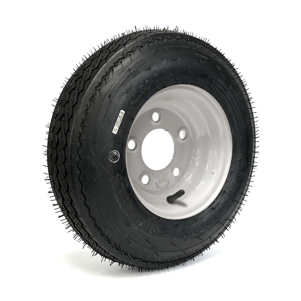 Pneu 4.80-8 6 plis LRC 760 lbs Roadguider et jante 8" 5 trous blanche - RecreaShop
