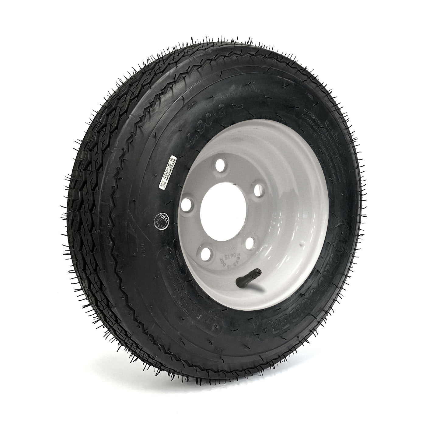 Pneu 4.80-8 6 plis LRC 760 lbs Roadguider et jante 8" 5 trous blanche - RecreaShop