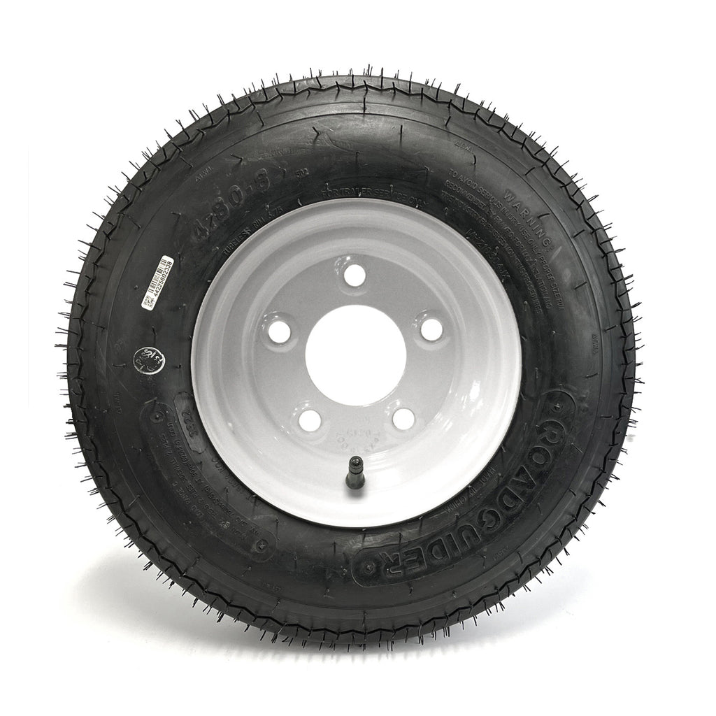 Pneu 4.80-8 6 plis LRC 760 lbs Roadguider et jante 8" 5 trous blanche - RecreaShop