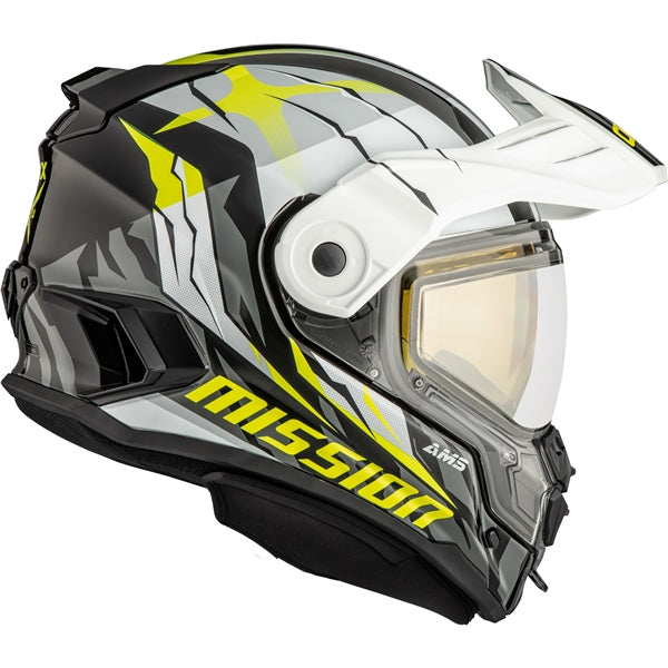 CKX Casque intégral ouvert Mission Claw Blanc, Gris, Lime Brillant - RecreaShop