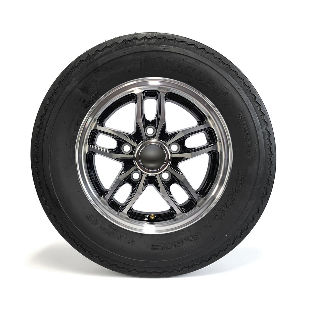 Pneu 530-12 6 plis LRC 1050 lbs Hakuba et jante 12" 5 trous aluminium noir Osprey - RecreaShop