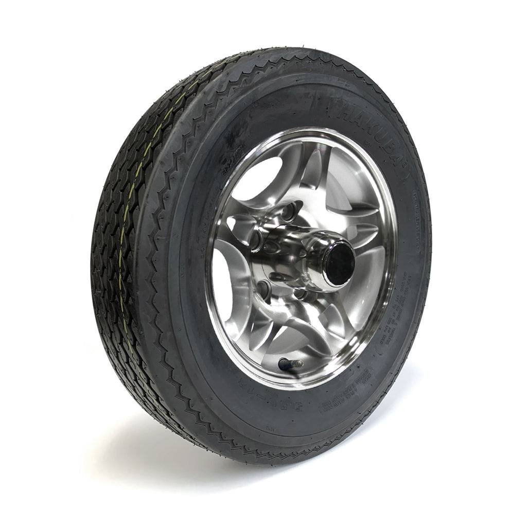 Pneu 530-12 6 plis LRC 1050 lbs Hakuba et jante 12" 5 trous aluminium modèle-S5 et centre de roue - RecreaShop