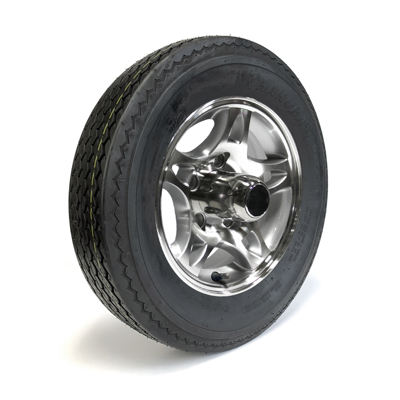 Pneu 530-12 6 plis LRC 1050 lbs Hakuba et jante 12" 5 trous aluminium modèle-S5 et centre de roue - RecreaShop