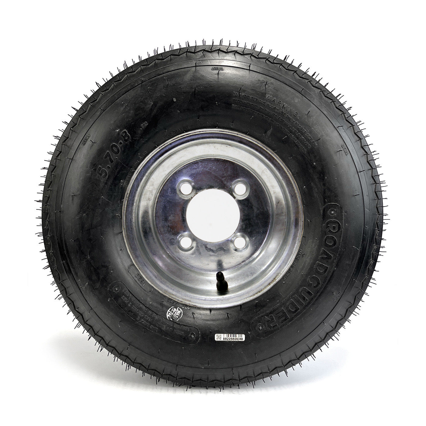 Pneu 570-8 6 plis LRC 910 lbs Roadguider et jante 8" 4 trous galvanisée - RecreaShop