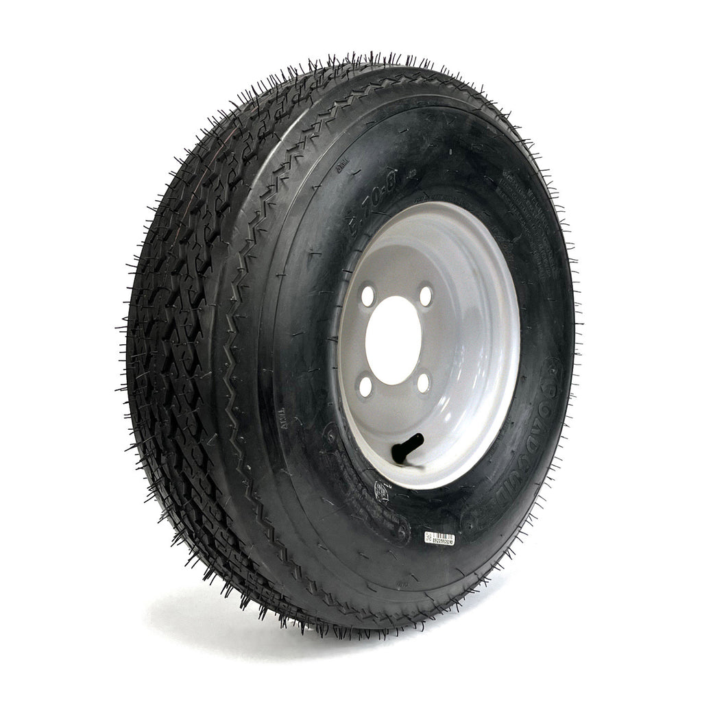Pneu 570-8 6 plis LRC 910 lbs Roadguider et jante 8" 4 trous blanche - RecreaShop