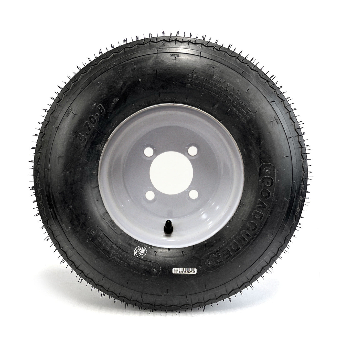 Pneu 570-8 6 plis LRC 910 lbs Roadguider et jante 8" 4 trous blanche - RecreaShop