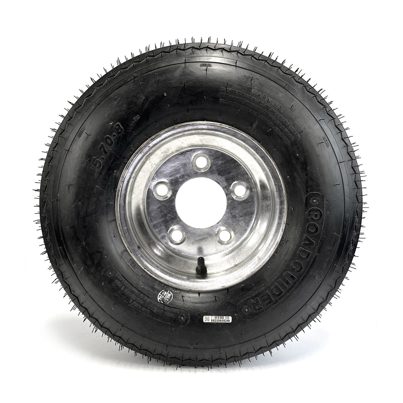 Pneu 570-8 6 plis LRC 910 lbs Roadguider et jante 8" 5 trous galvanisée - RecreaShop