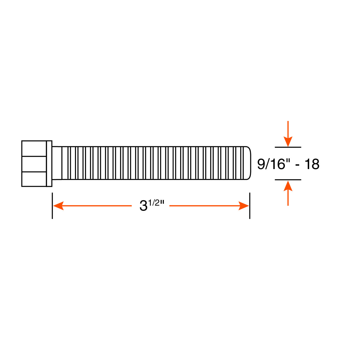 Boulon 9/16"-18 x 3 1/2" NF zinc - RecreaShop