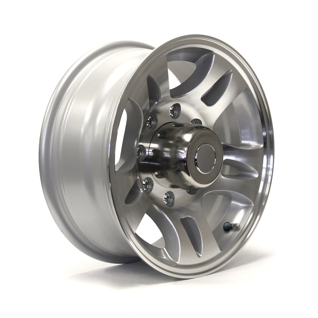 Jante 16" x 6" 8 trous 3960 lbs aluminium modèle-S5 et centre de roue - RecreaShop