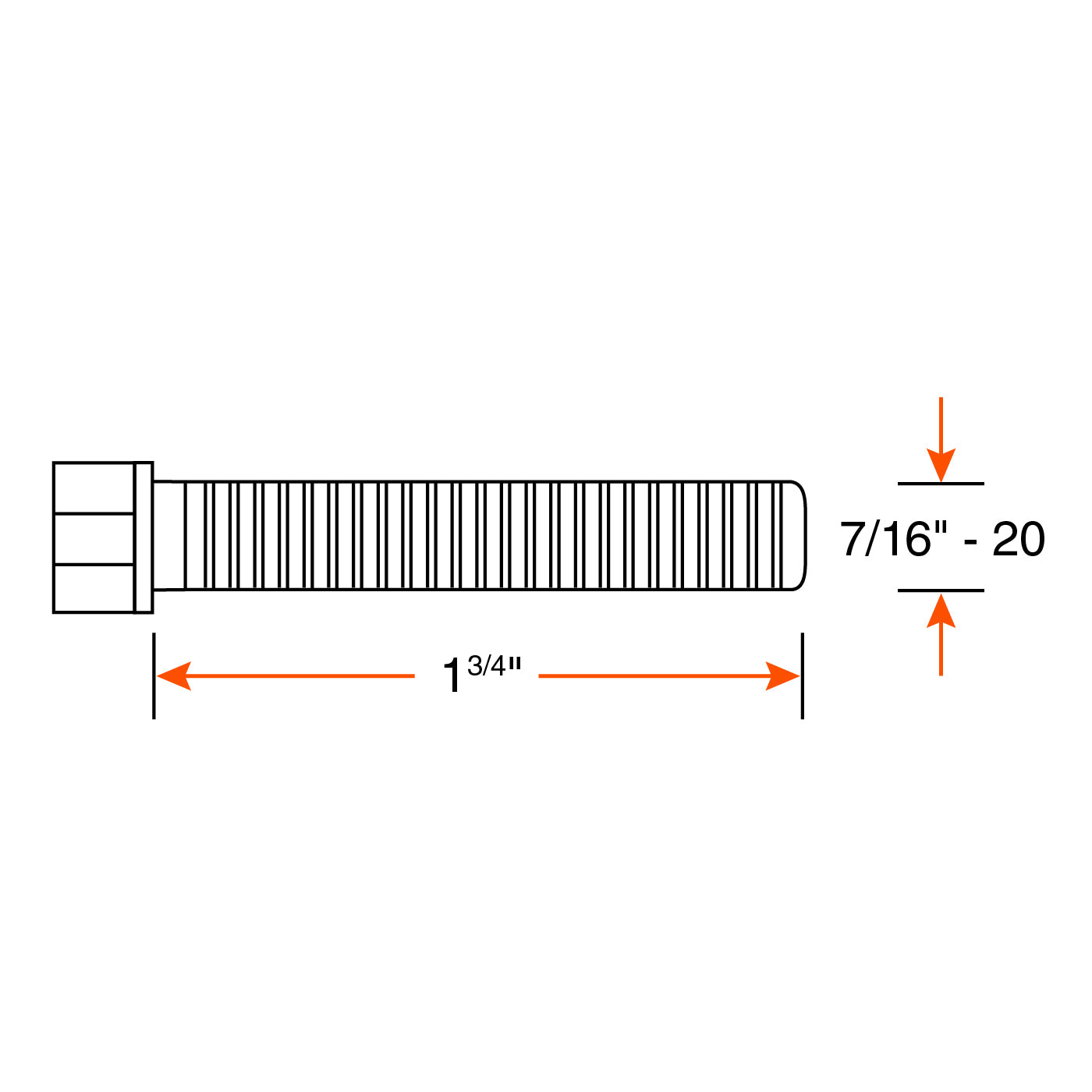 Boulon 7/16"-20 x 1 3/4" pour frein 10K DEXTER - RecreaShop