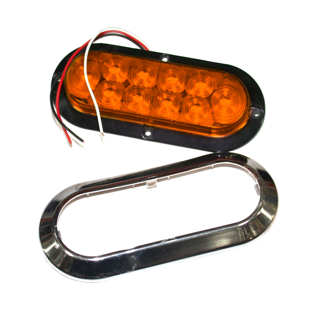 Lumière de position LED 6 1/2" x 2 1/4" ambre 10 diodes chrome - RecreaShop