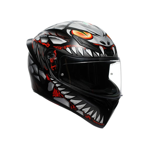 AGV Casque intégral K1 S Lyzard - Été Noir mat, Gris, Rouge - RecreaShop