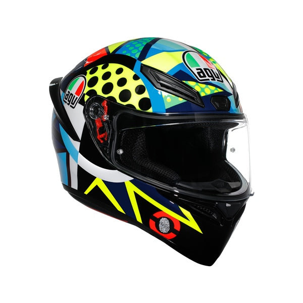 AGV Casque intégral K1 S Rossi Winter 2020 - Été Jaune, Bleu, Vert, Rouge - RecreaShop