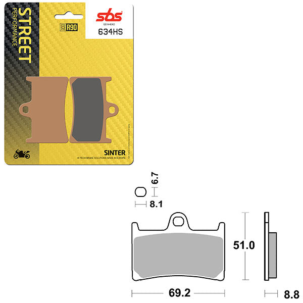 SBS PERFORMANCE HS SINTER BRAKE PAD (6250634100)