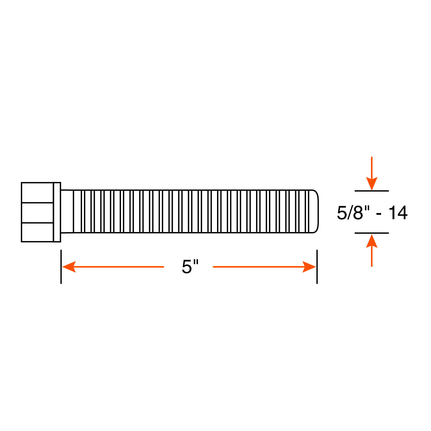 Boulon 5/8"-14 x 5" pour frein à disque 10K-12K DEXTER - RecreaShop