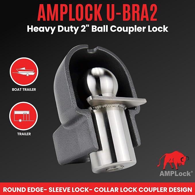 AMPLOCK BRA2 Verrou d'attelage de remorque (convient pour coupleur de 5,1 cm) - Récréashop