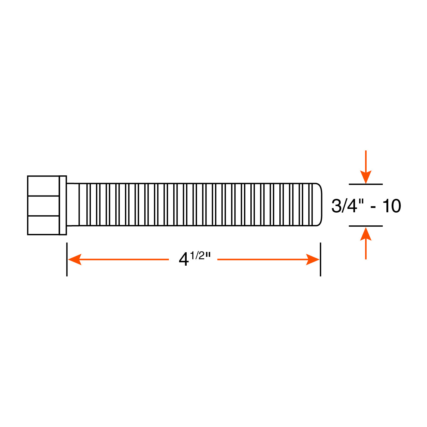 Boulon de ressort 3/4"-10 x 4 1/2" 10K GD DEXTER - RecreaShop