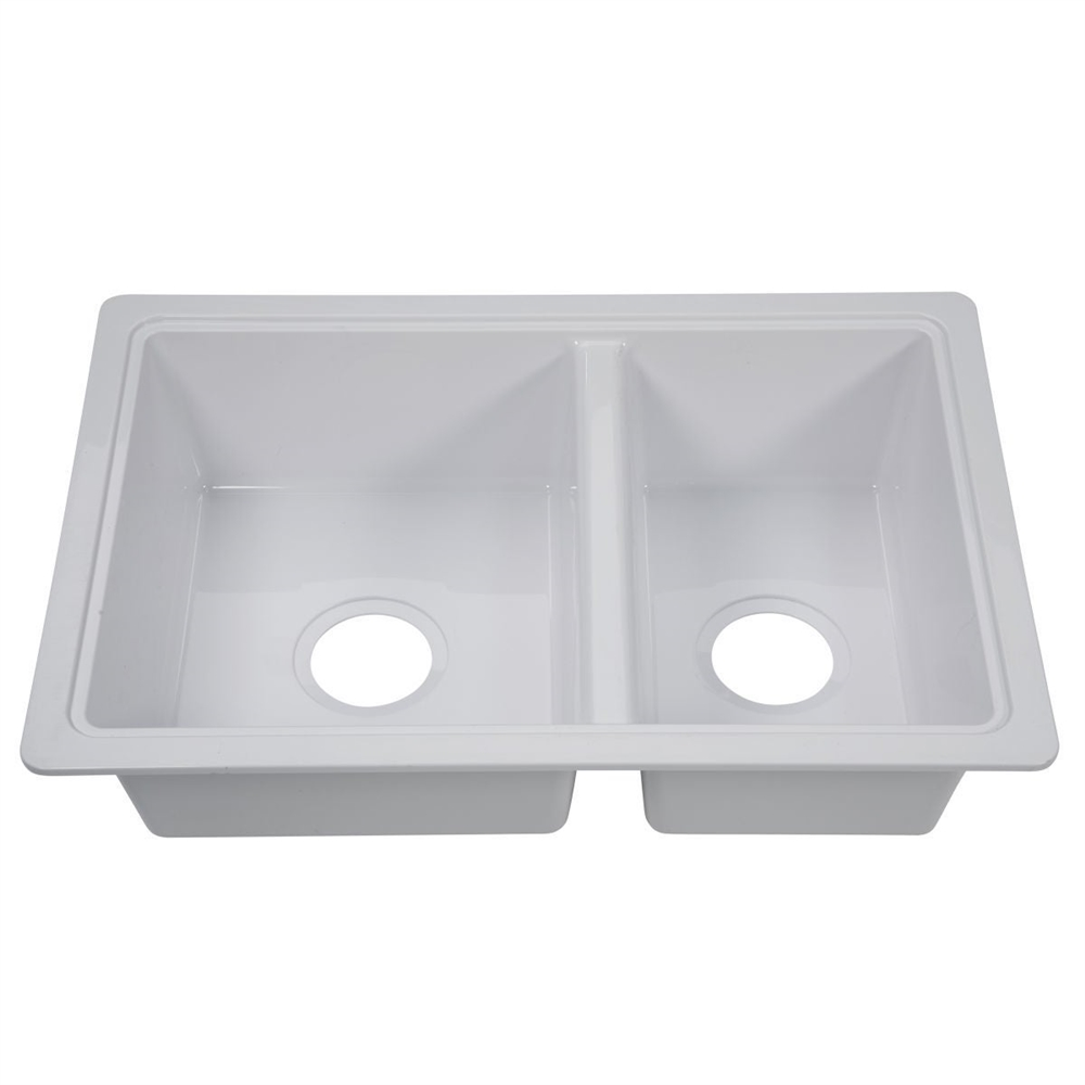 25" X 17" WHITE DOUBLE SINK - Récréashop