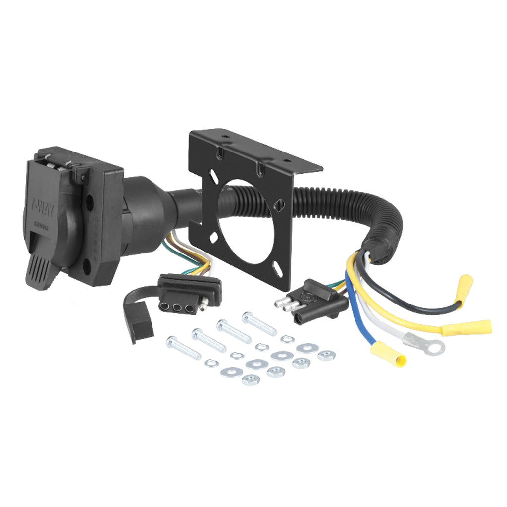 Adaptateur 4 brins plats (auto) à 7 brins (remorque) et double sortie CURT - RecreaShop