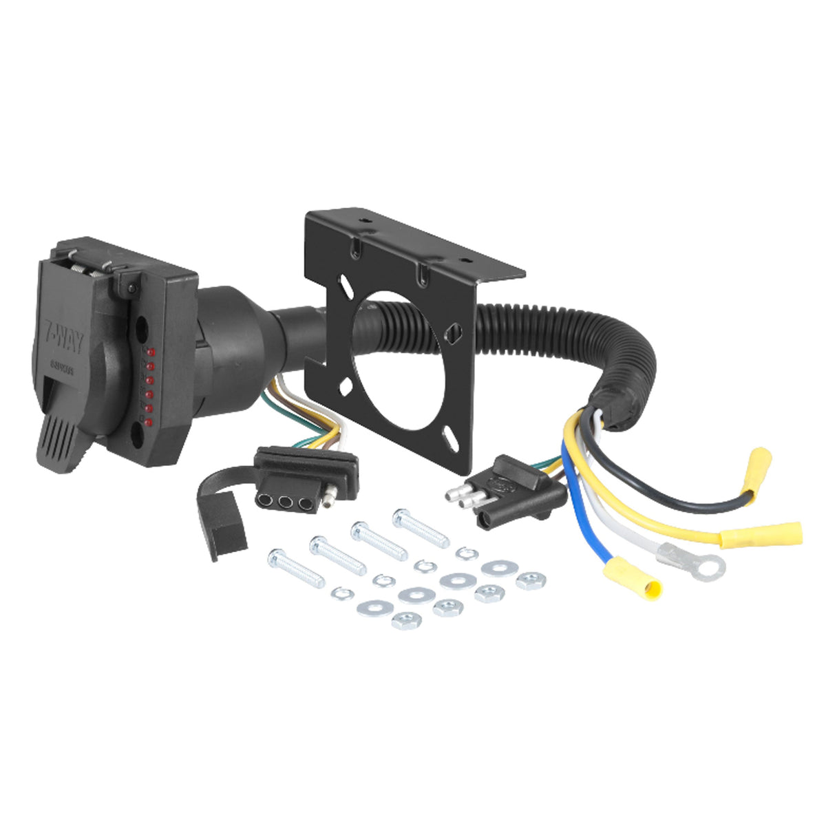 Adaptateur 4 brins plats (auto) à 7 brins (remorque) double sortie et vérificateur intégré CURT - RecreaShop