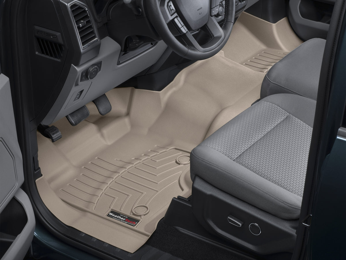Tapis avant une pièce FloorLiner beige WeatherTech Ford F-150 2015-2026 (selon la version, voir compatibilité) - Récréashop