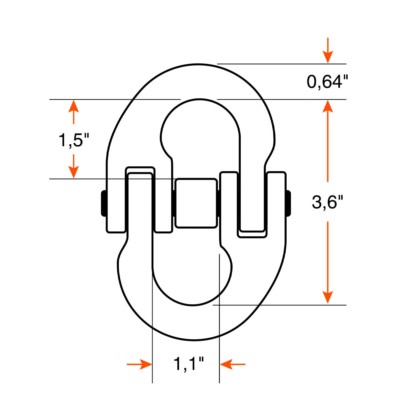 Maillon d'accouplement pour chaîne 1/2" grade 100 15K - RecreaShop