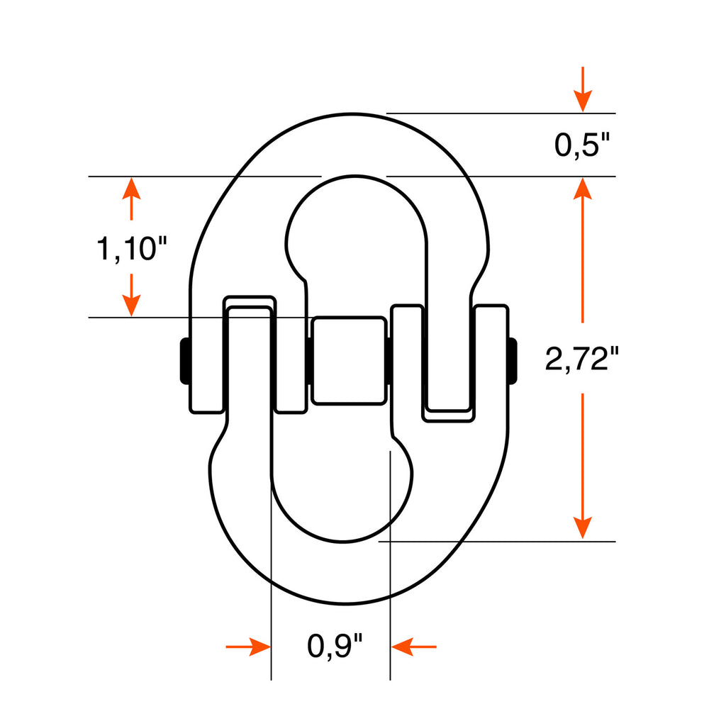 Maillon d'accouplement pour chaîne 3/8" grade 100 8,8K - RecreaShop