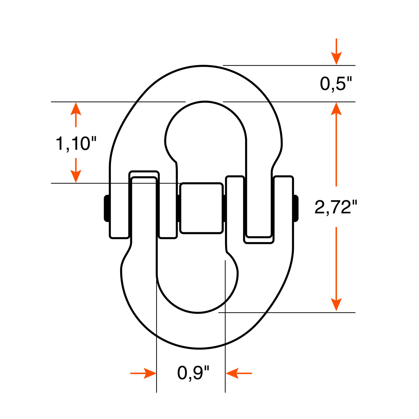 Maillon d'accouplement pour chaîne 3/8" grade 100 8,8K - RecreaShop