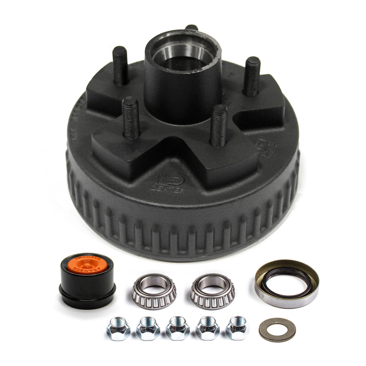 Tambour 7" x 1 3/4" 5 goujons 1/2" B.C. 4,5" 2K hydraulique cône 1" à graisse complet DEXTER - RecreaShop