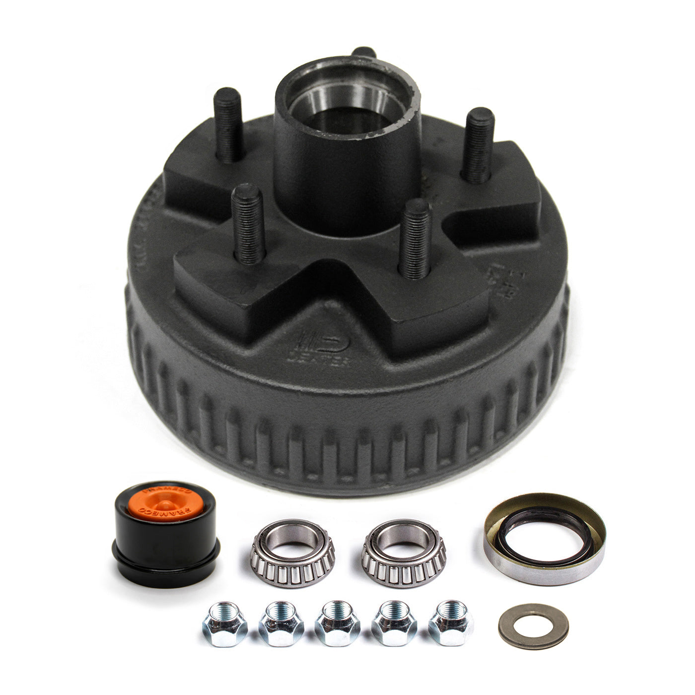 Tambour 7" x 1 3/4" 5 goujons 1/2" B.C. 4,5" 2K hydraulique cône 1 1/16" à graisse complet DEXTER - RecreaShop