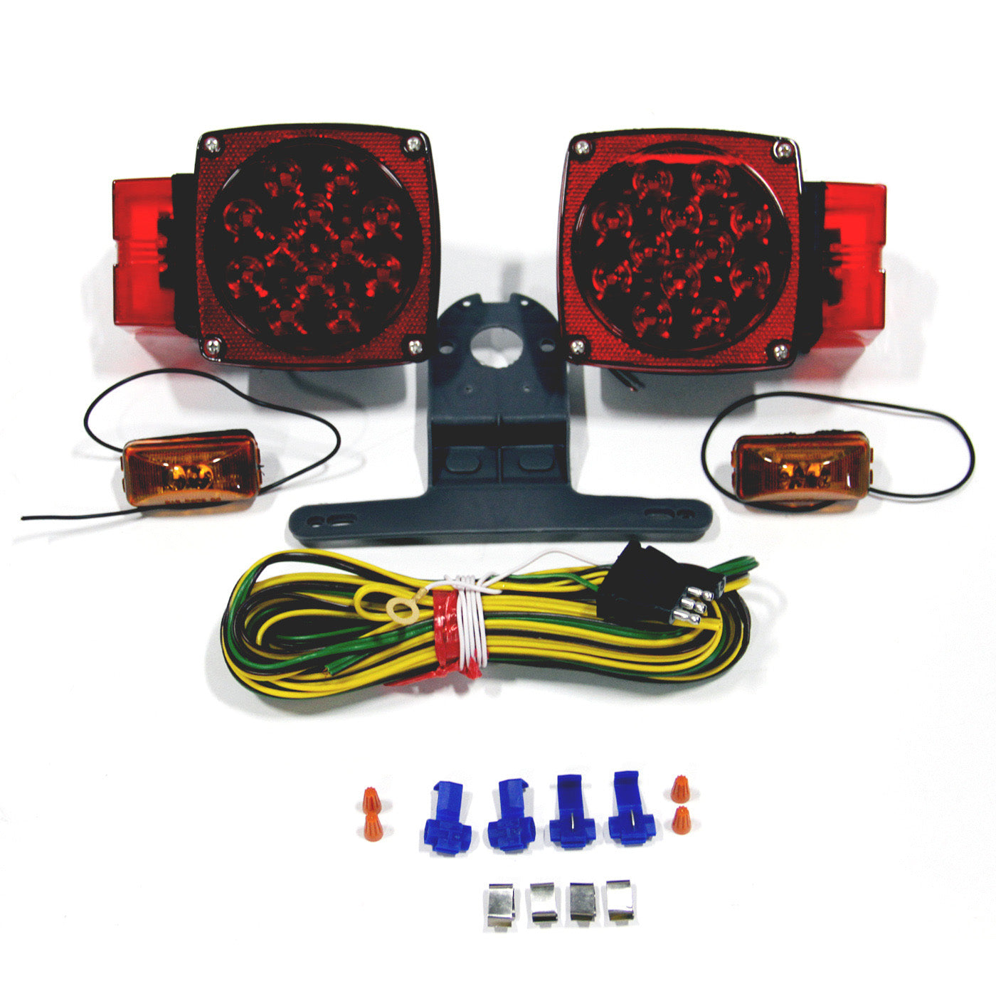 Ensemble de lumières LED 4 1/2" x 4 1/2" x 2 1/2" rouges 16 diodes (fil 25') pour petite remorque - RecreaShop