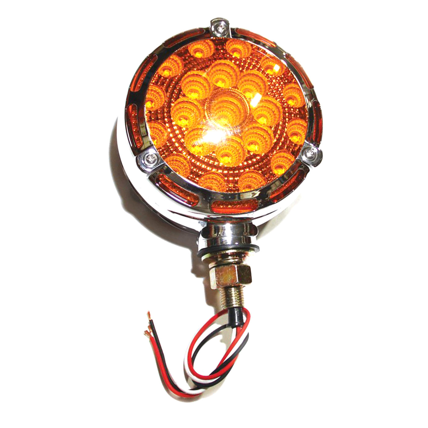 Lumière de position LED 2 faces 4" ambre et rouge 21 diodes chrome - RecreaShop